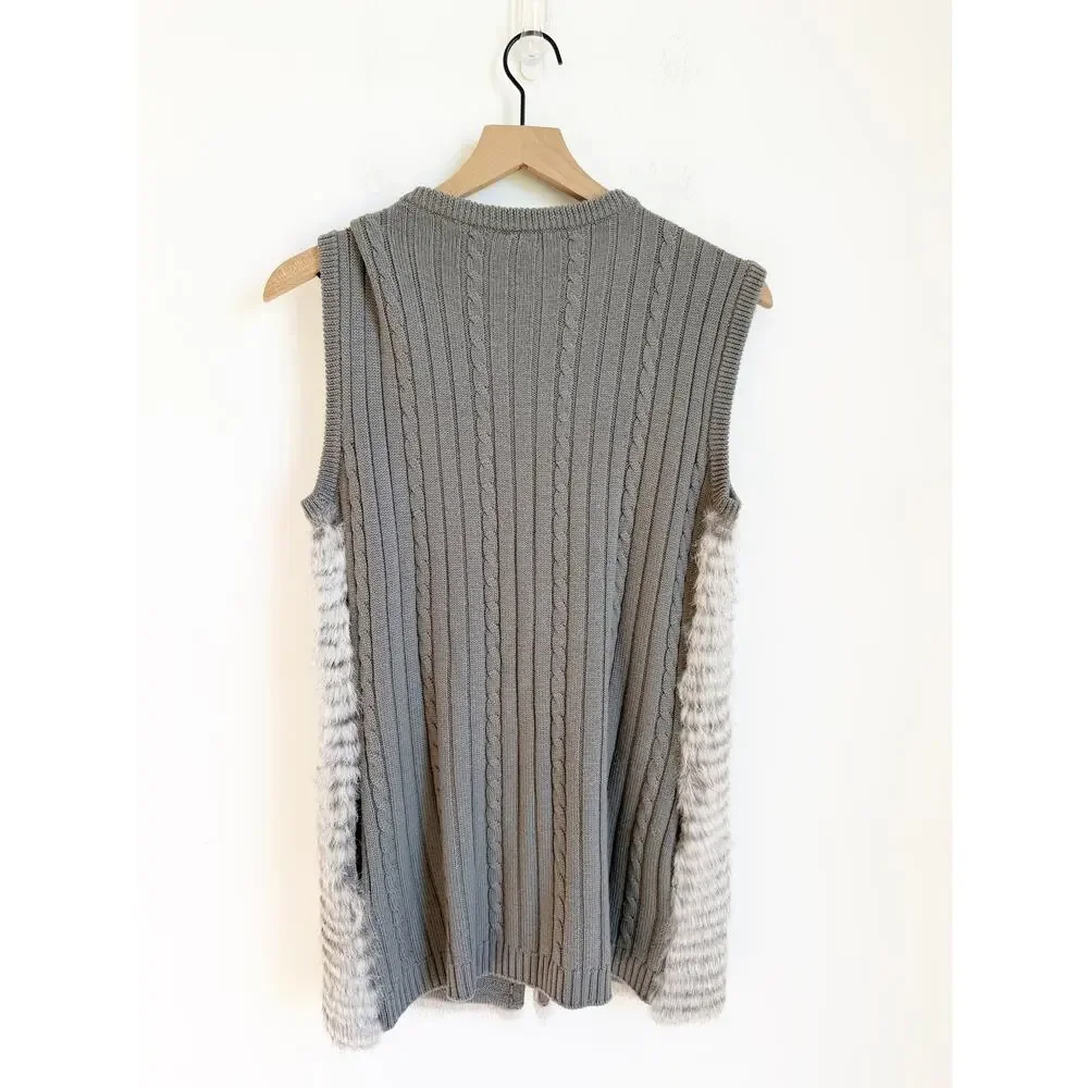 J McLAUGHLIN Vest Rabbit Fur & Merino Wool Small Gray Small